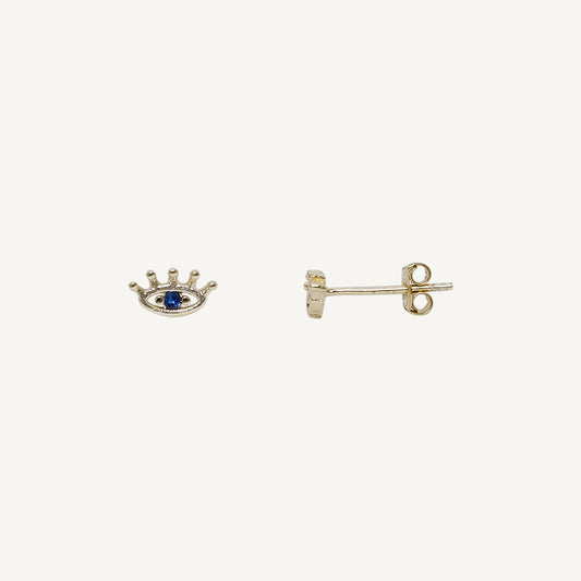 The Tiny Evil Eye Earrings in Solid Gold