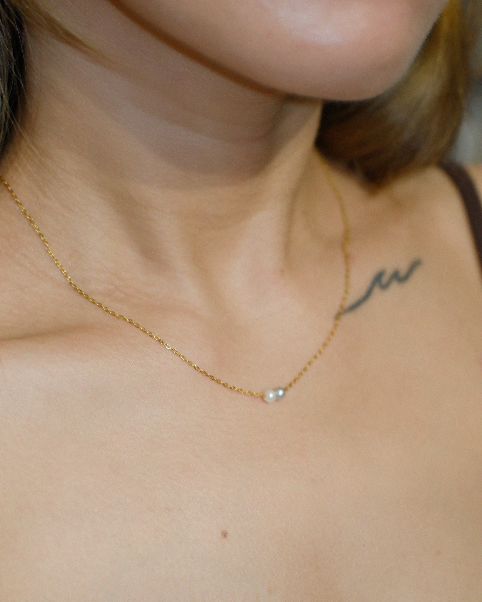 The Tiny Floating Double Pearl Necklace