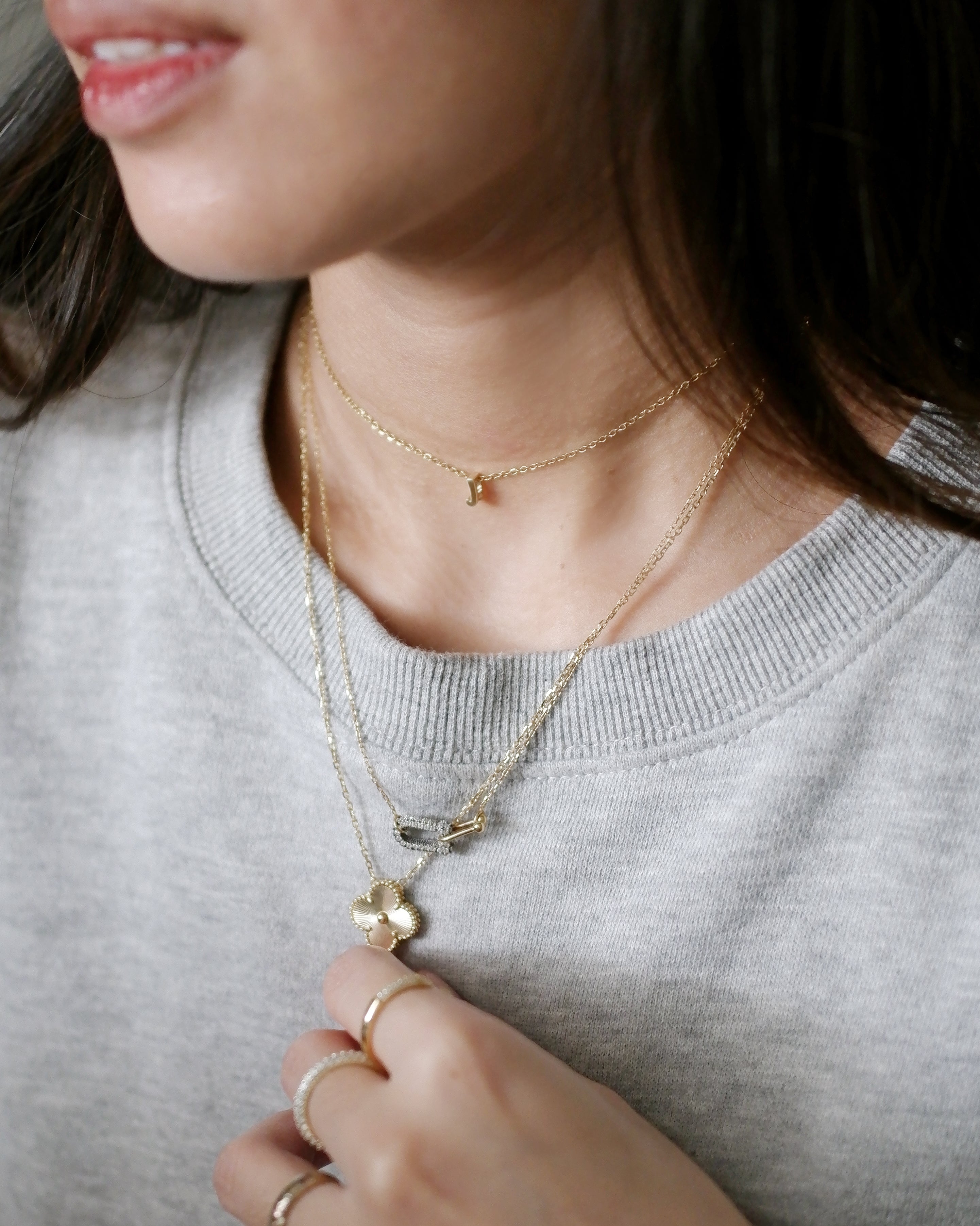 The Tiny Initial Charm in Solid Gold