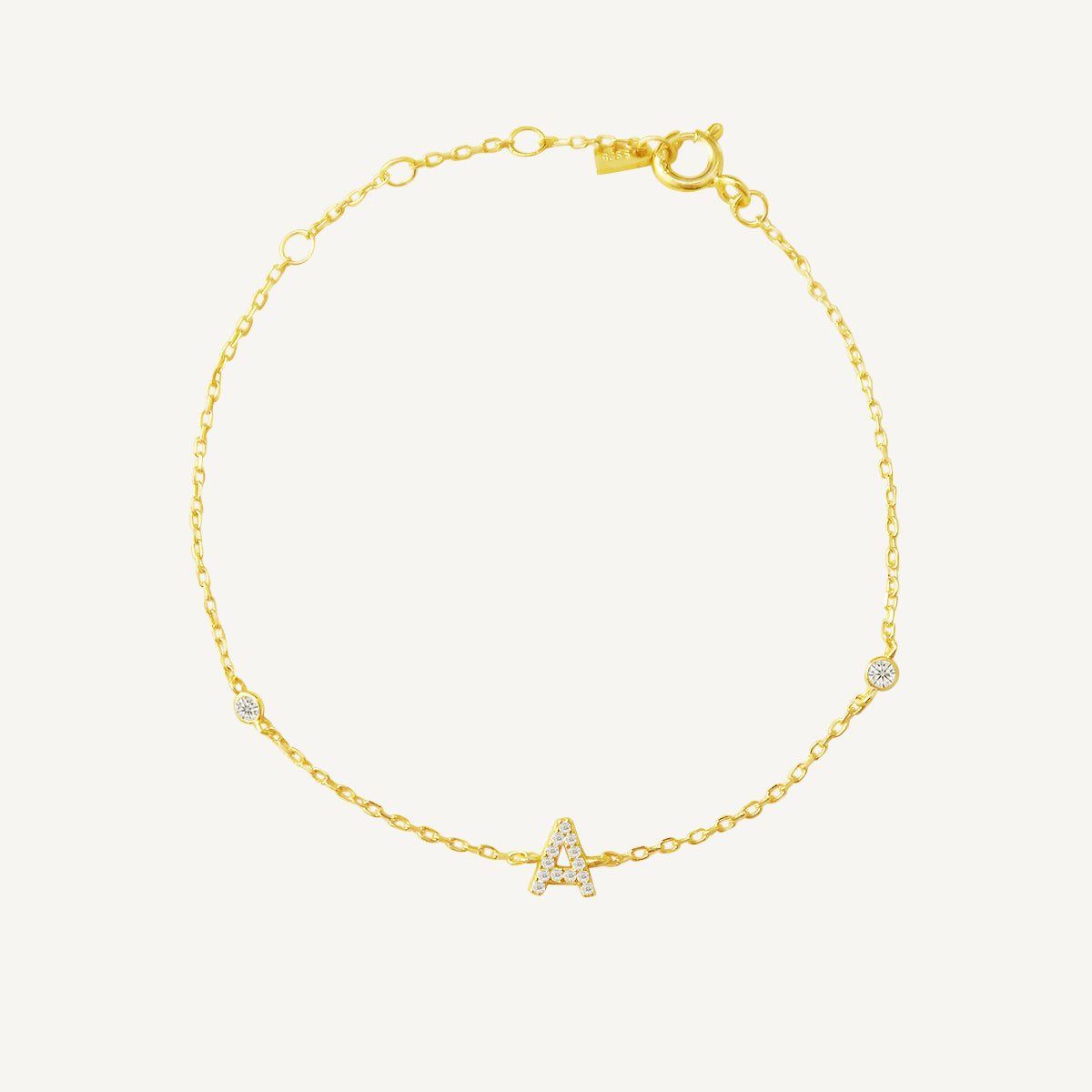 The Tiny Pave Initial Solitaire Bracelet