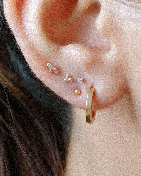 The Tiny Triad Easy Studs in Solid Gold