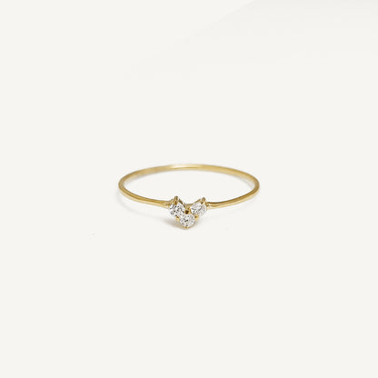 The Tiny Heart Diamond Ring in Solid Gold