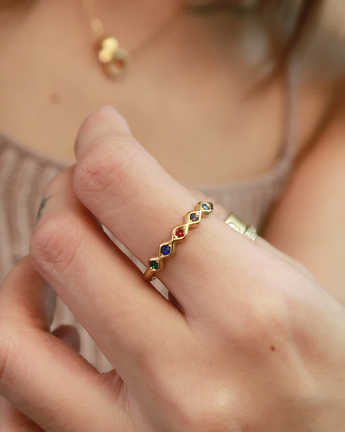 The Any-size Vintage Pattern Birthstone Ring