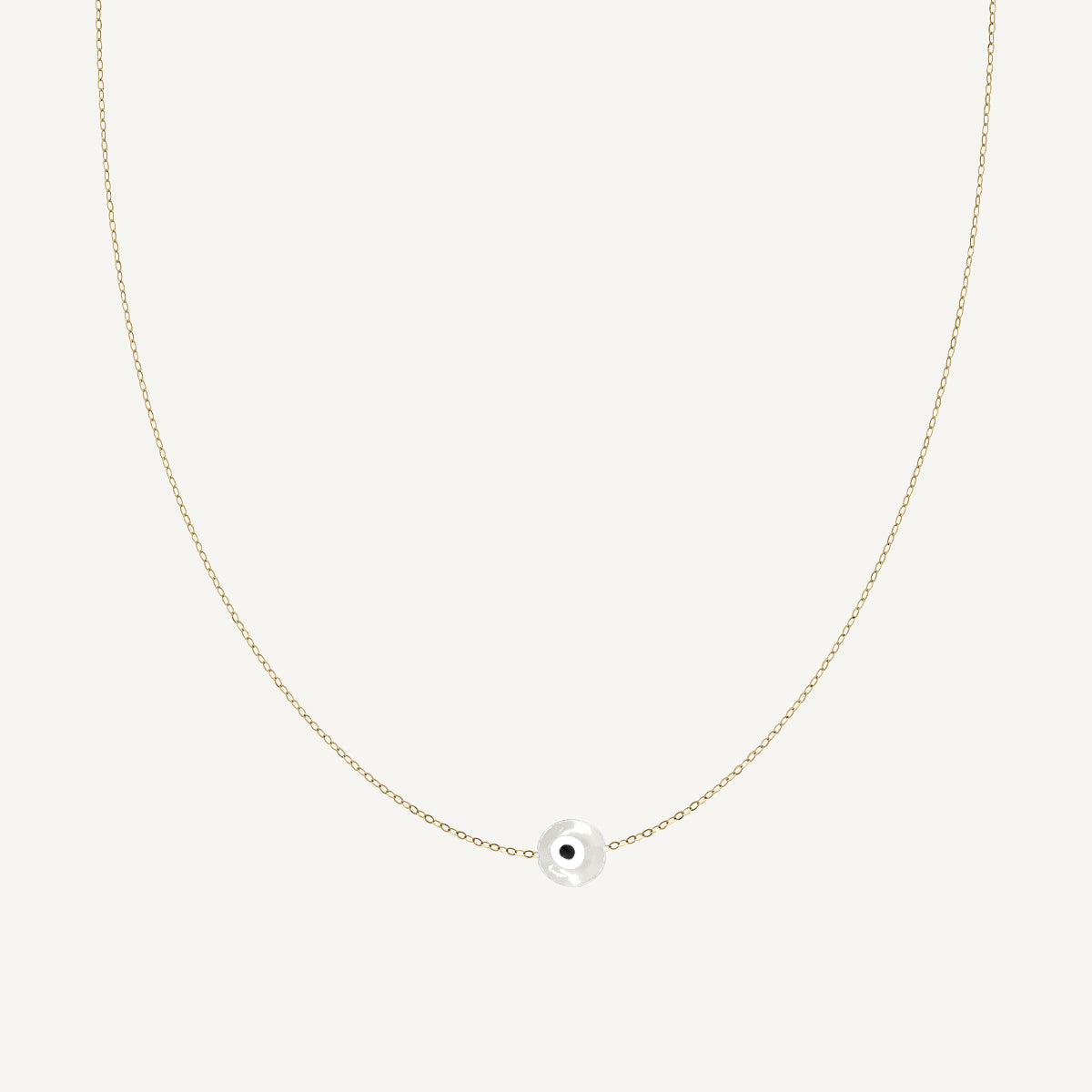 The Barely There Evil Eye Necklace in Solid Gold