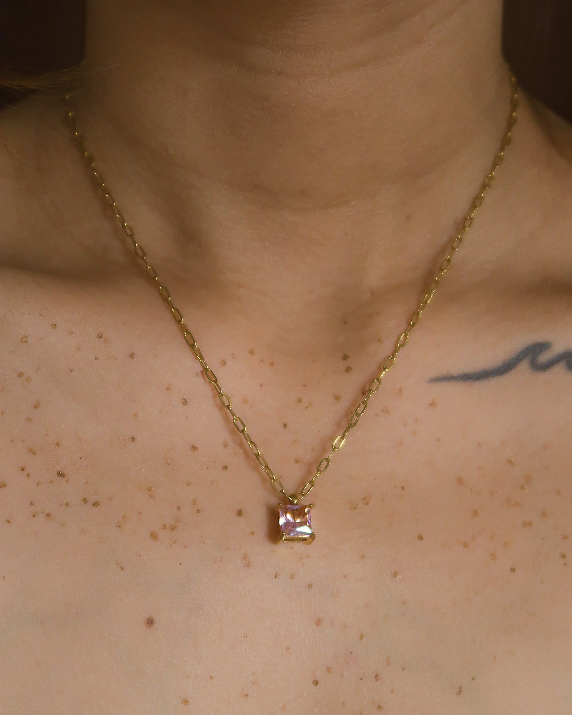 The Princess Cut Birthstone Filly Necklace