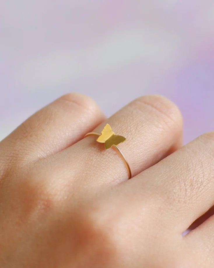 The Edgy Angel Butterfly Ring in Solid Gold