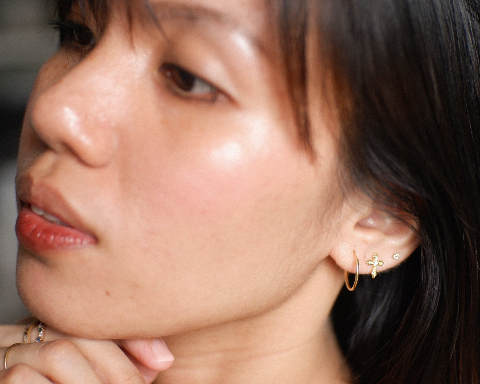 The Classic Cross Solitaire Stud Earrings