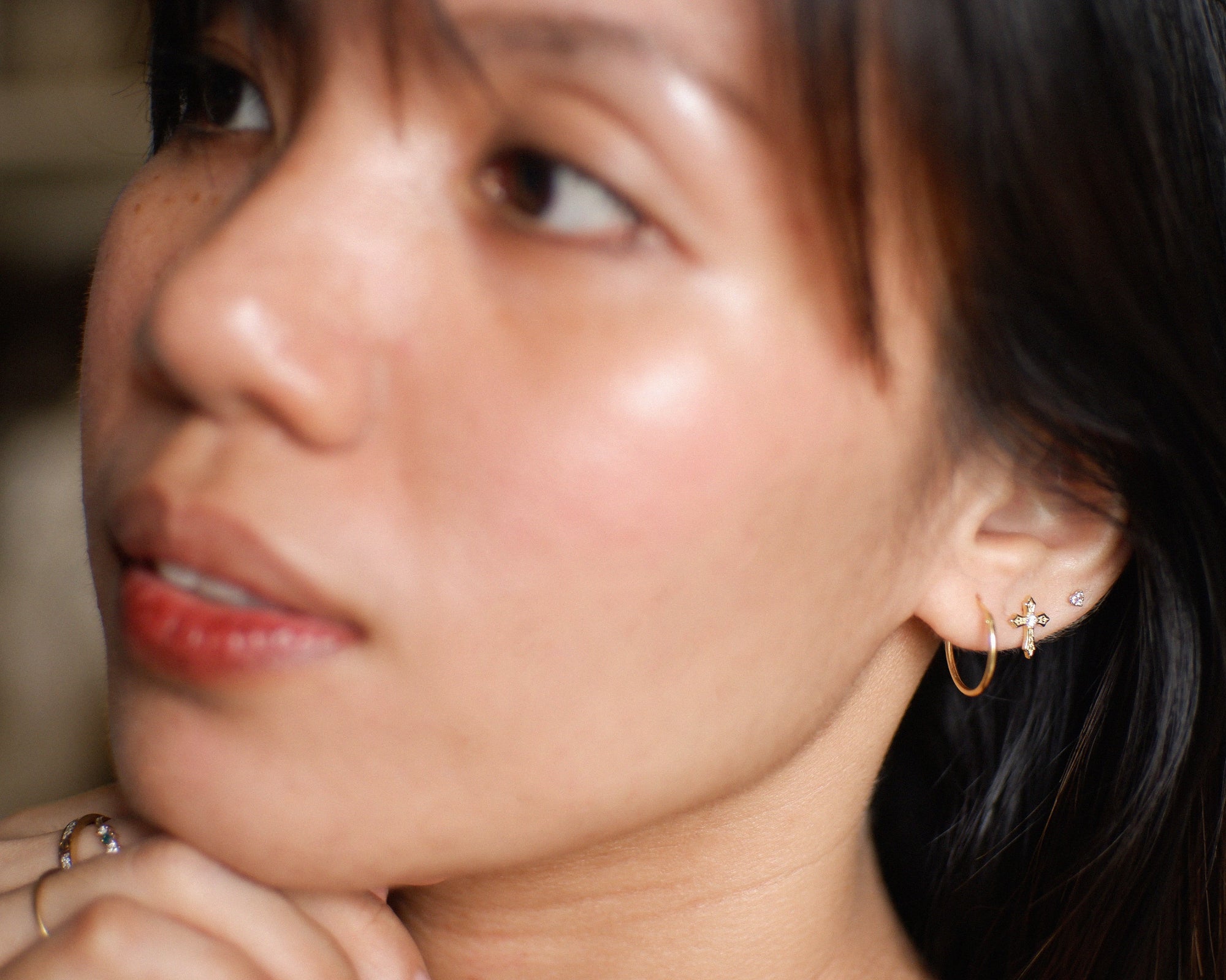 The Classic Cross Solitaire Stud Earrings