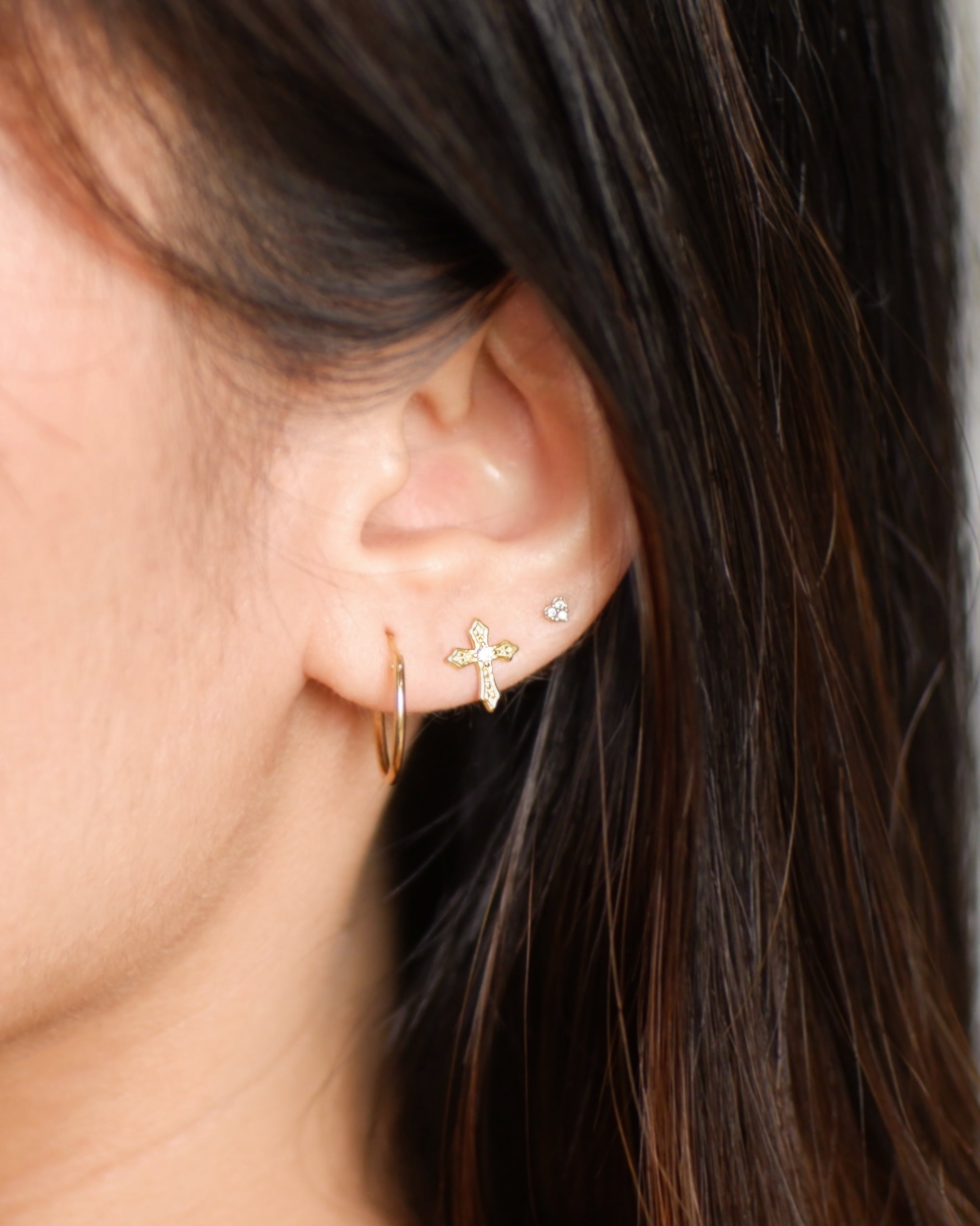 The Classic Cross Solitaire Stud Earrings