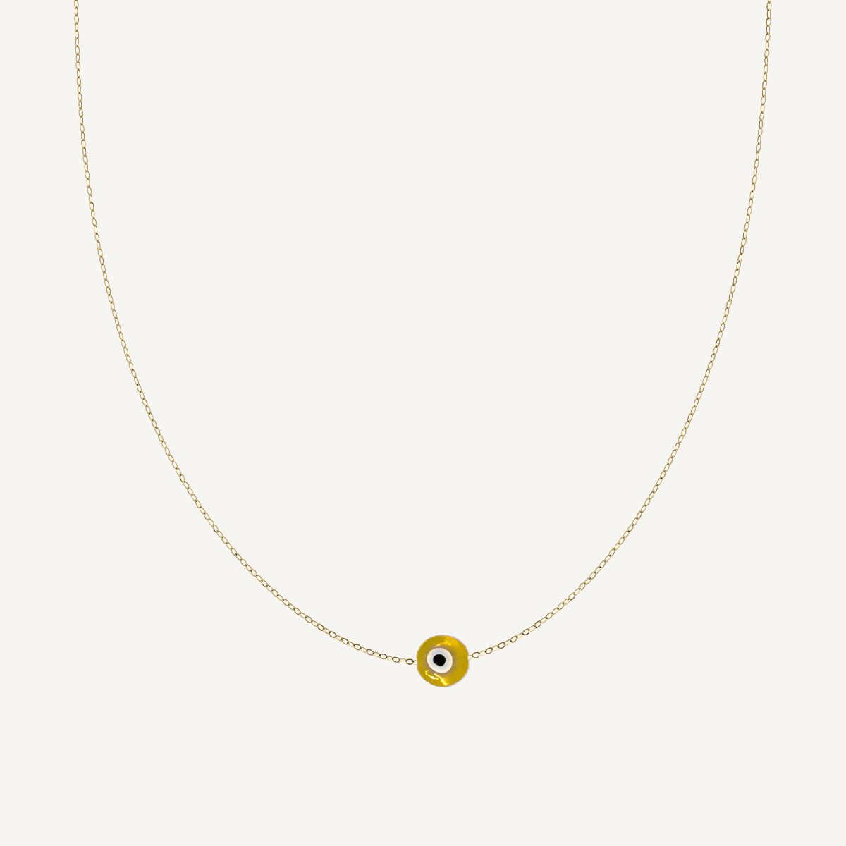 The Barely There Evil Eye Necklace in Solid Gold