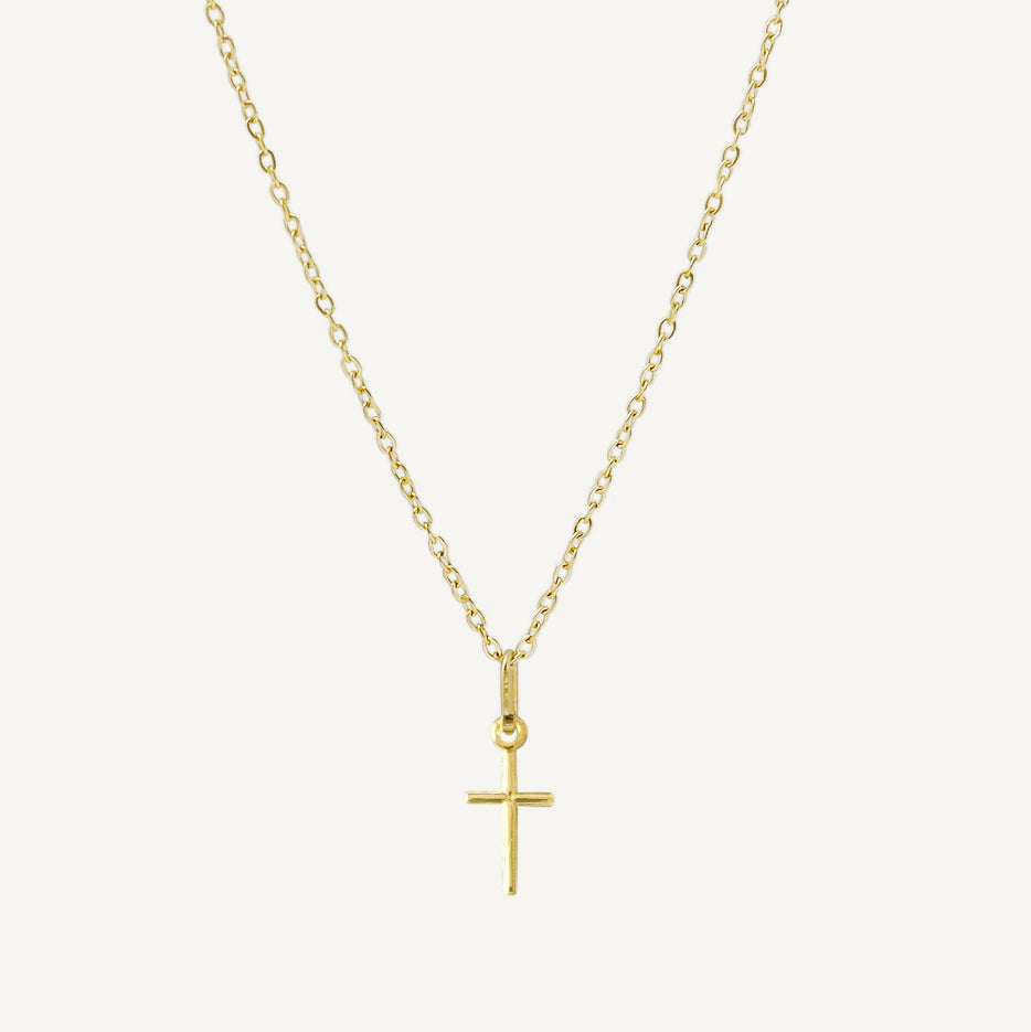 The Petite Cross Necklace in Solid Gold