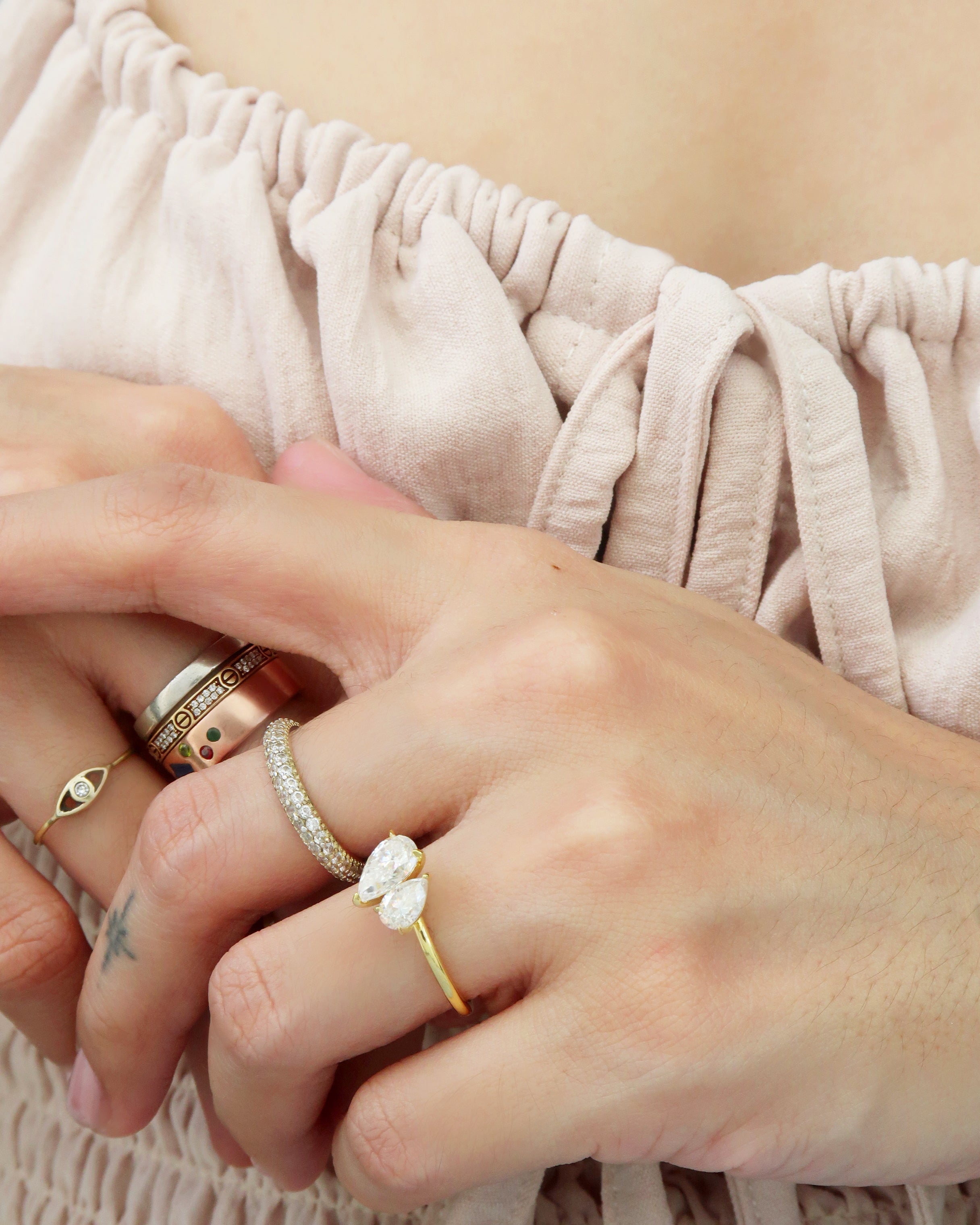 You and I Pear Moissanite Ring