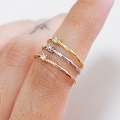 The Tiny Diamond Ring in Solid Gold