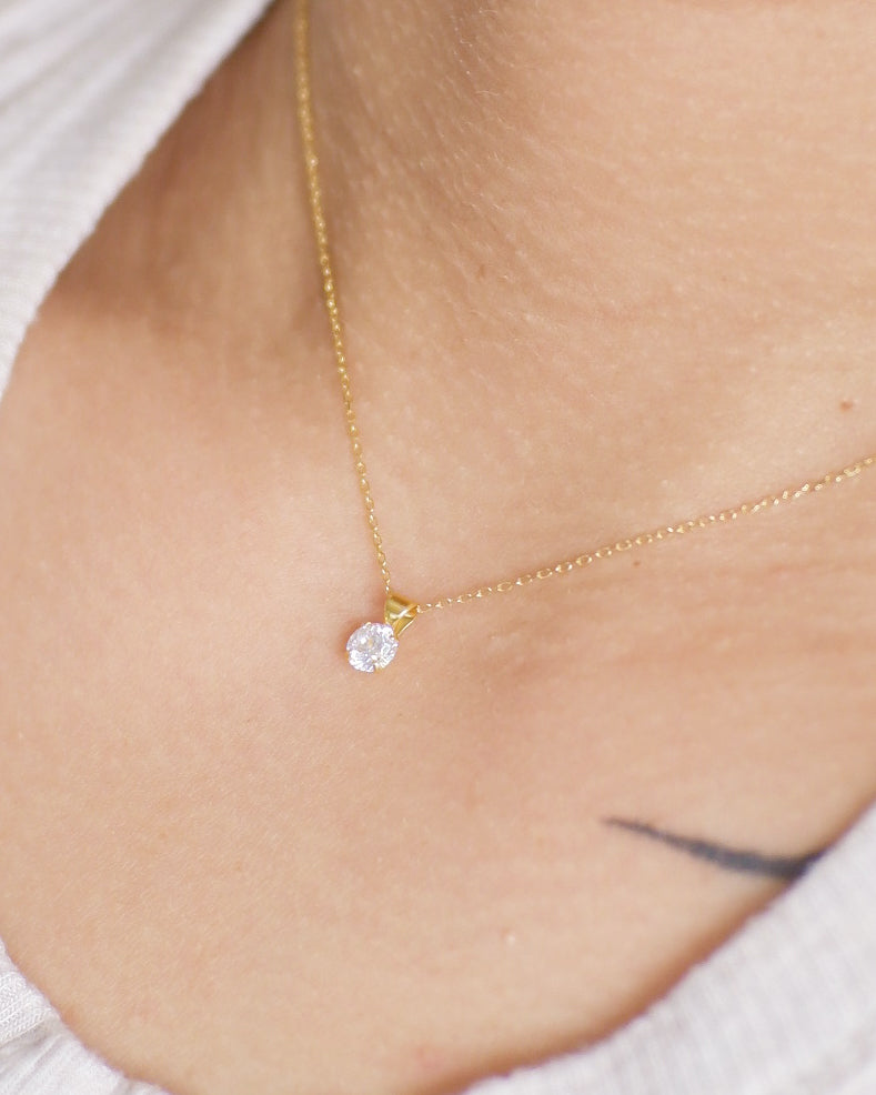 The Mini Solitaire Necklace in Solid Gold