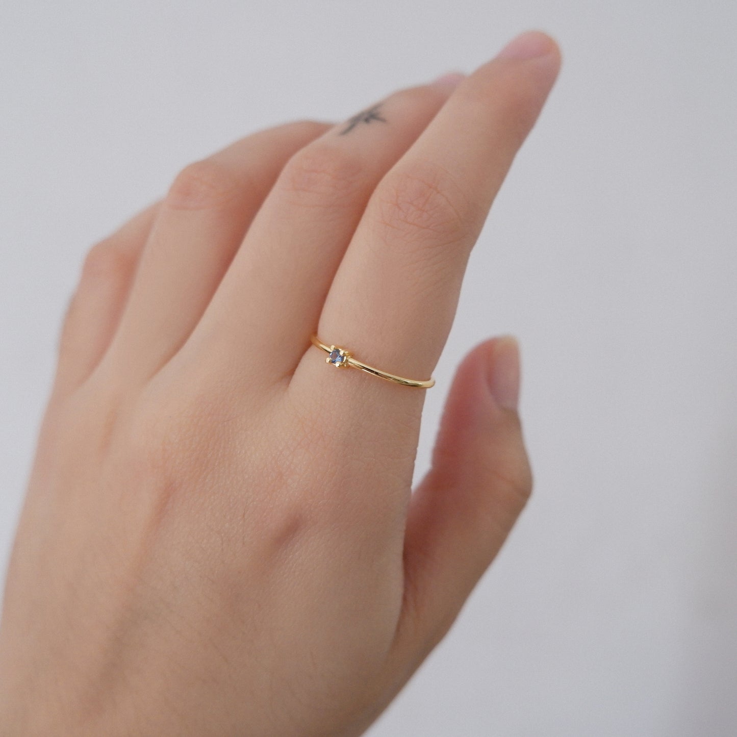 The Dainty Birthstone Ring in Solid Gold