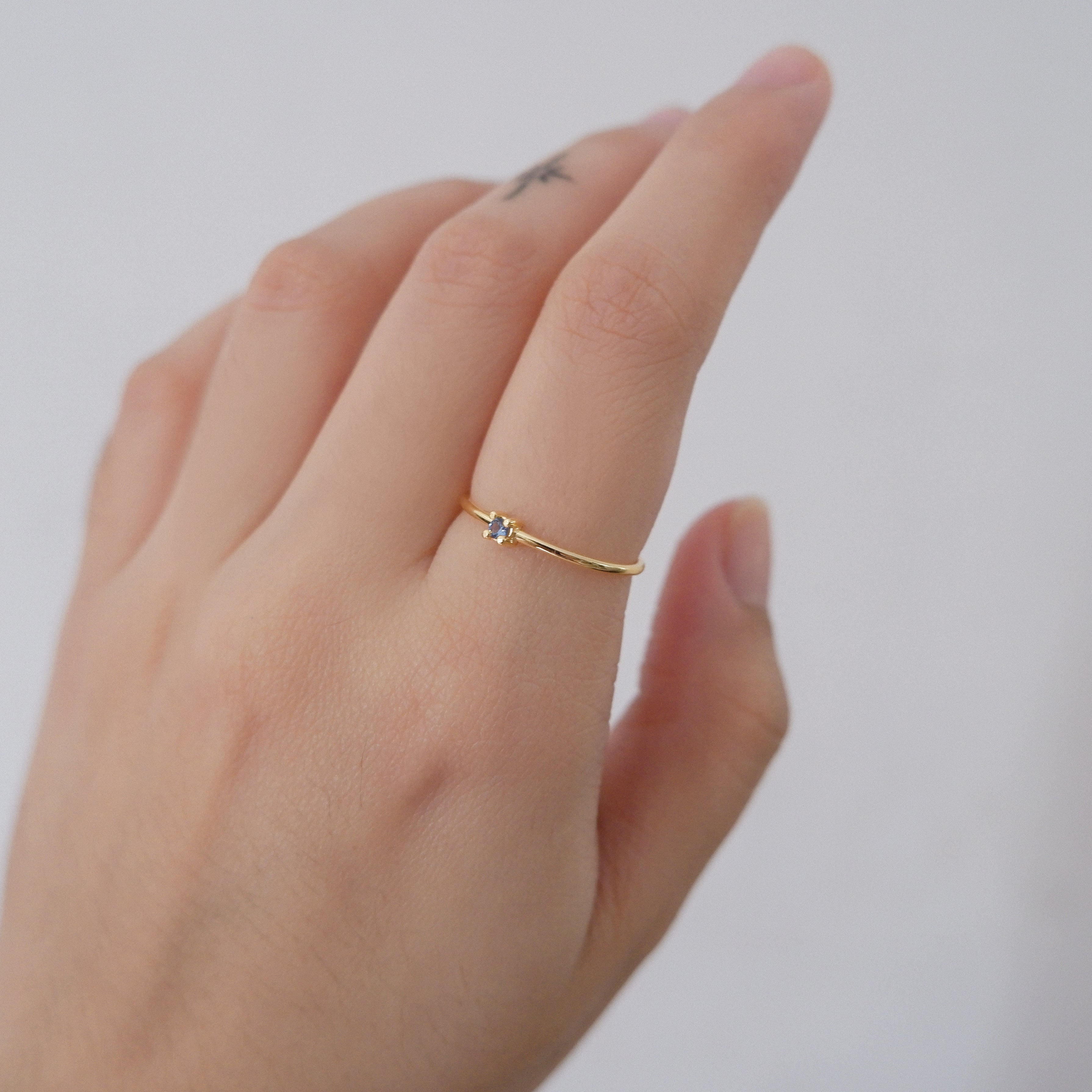 The Dainty Birthstone Ring in Solid Gold