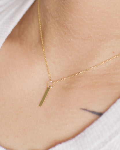The Flat Bar Necklace in Solid Gold