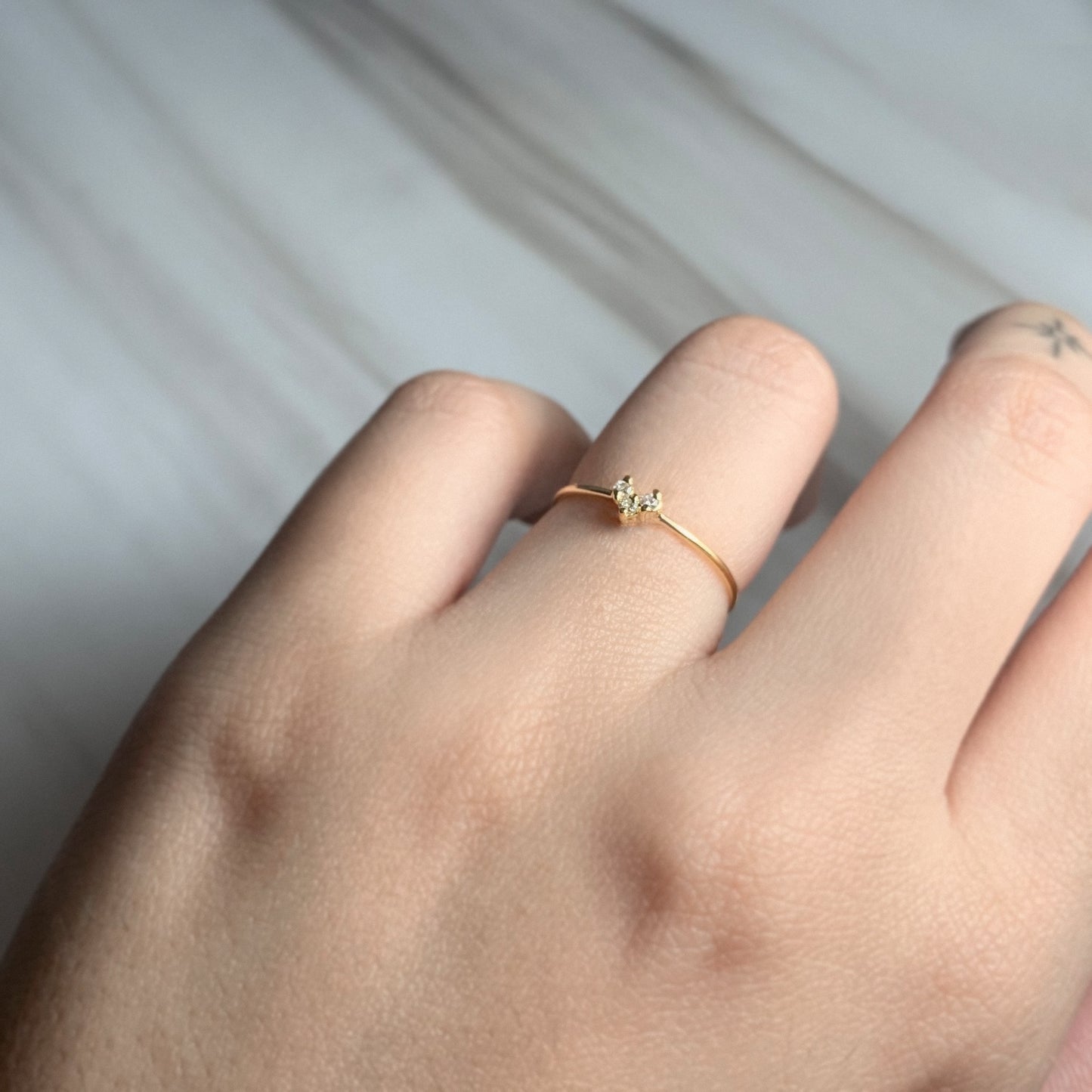 The Tiny Heart Diamond Ring in Solid Gold