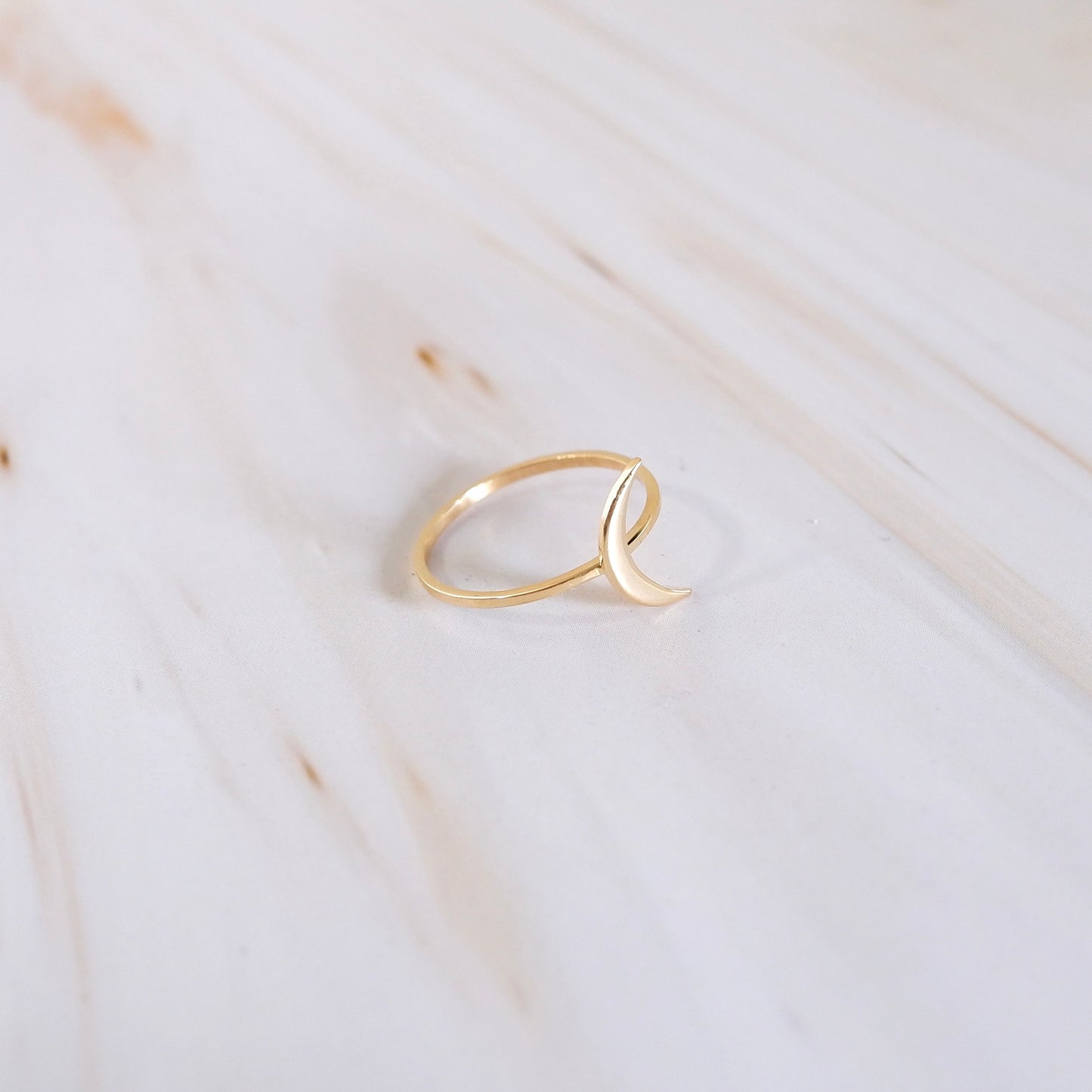The Minimal Moon Ring in Solid Gold