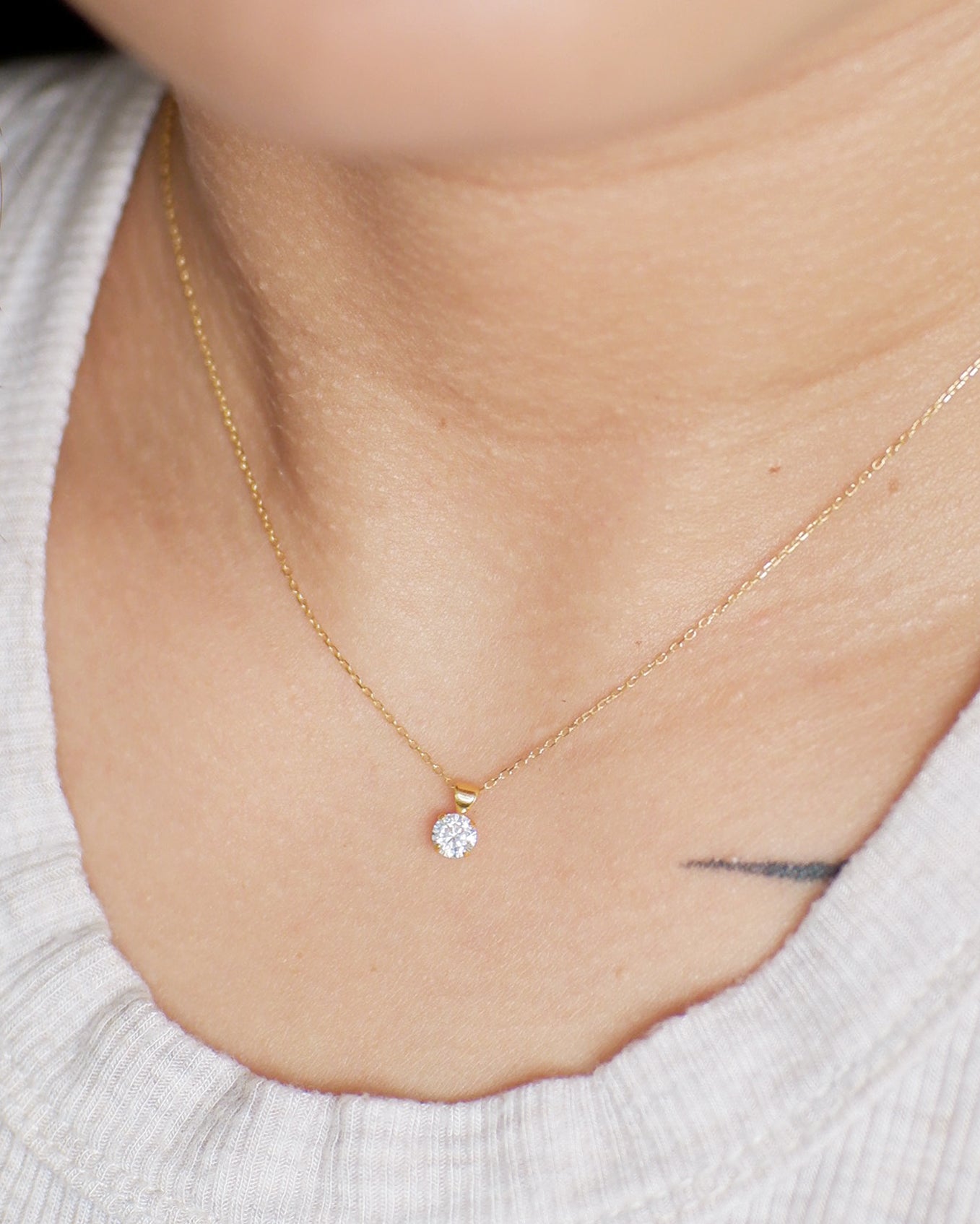 The Mini Solitaire Necklace in Solid Gold