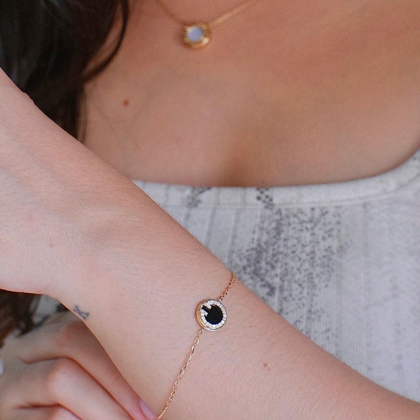 The Pave Designer Black Onyx Bracelet in Solid Gold
