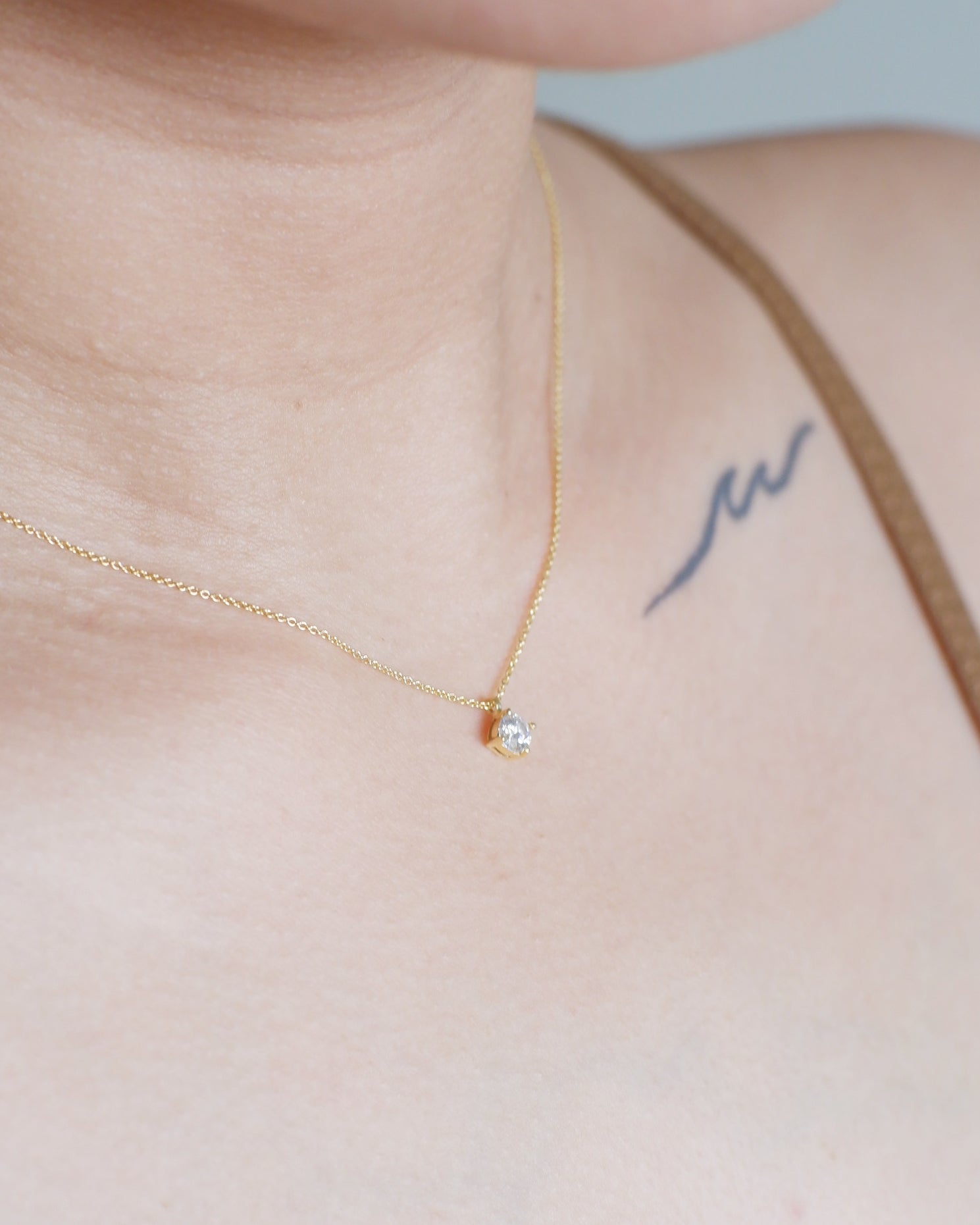 The Elite Floating Moissanite Necklace in Solid Gold
