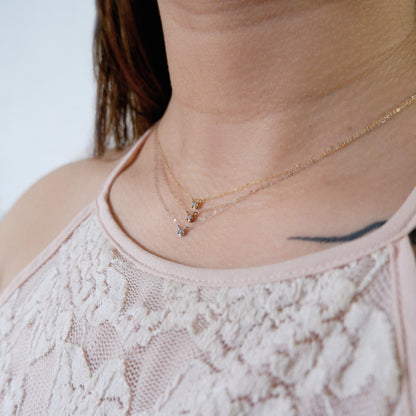 The Tiny Diamond Necklace in Solid Gold