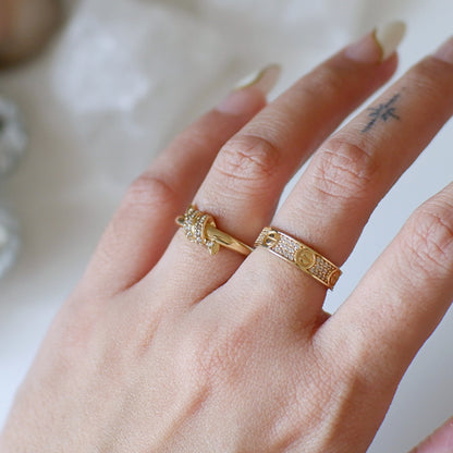 The Half Pave Ring in Solid Gold