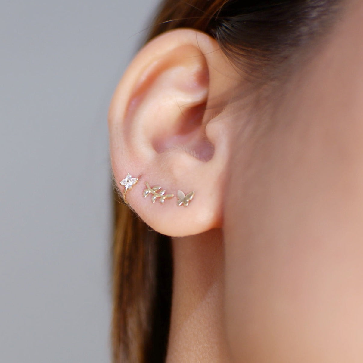 The Mini Butterfly Earrings in Solid Gold