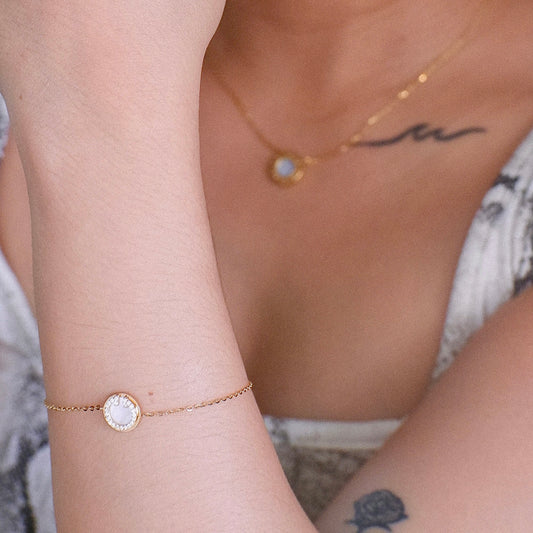 The Pave Designer Pearl Bracelet in Solid Gold