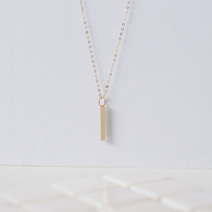 The Flat Bar Necklace in Solid Gold