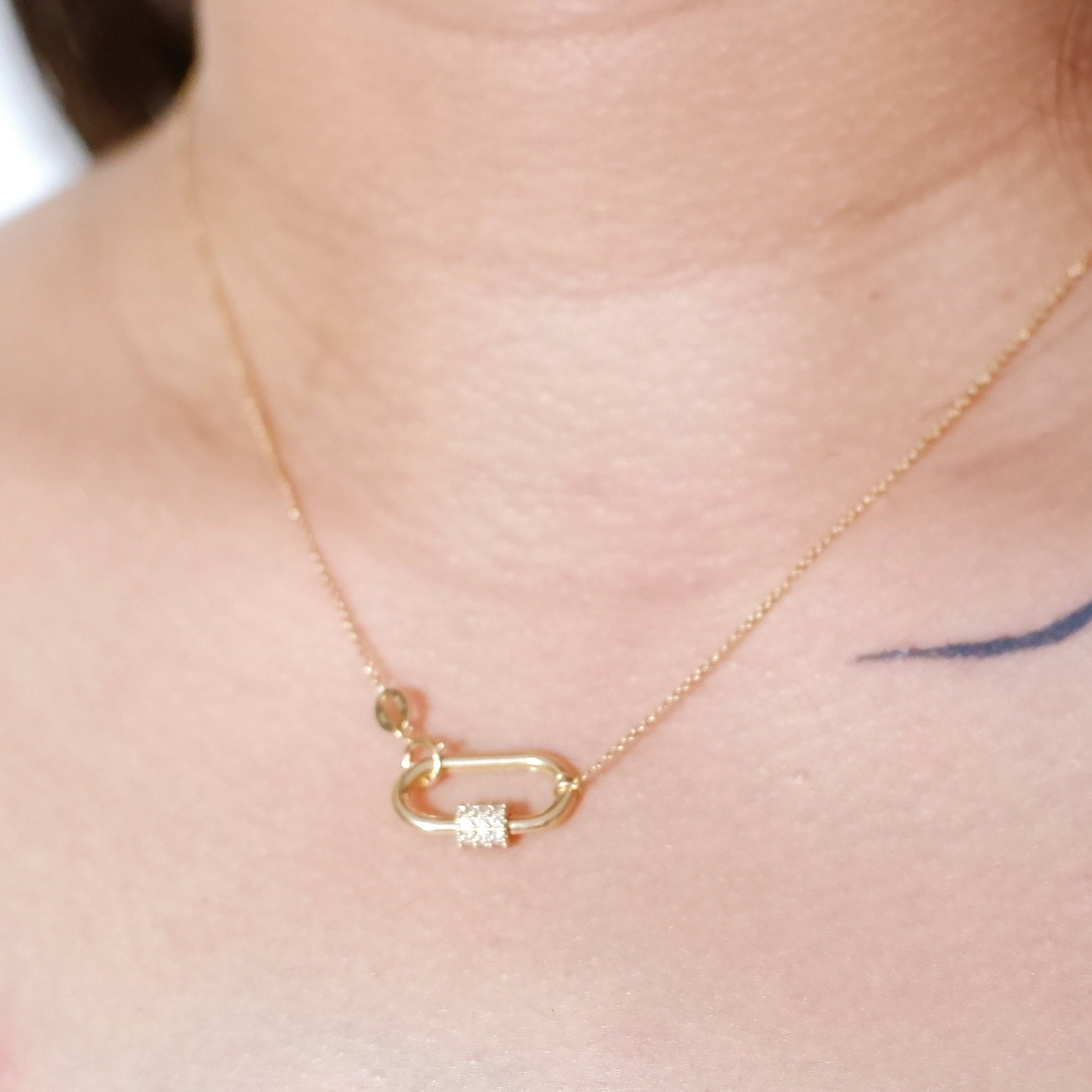 Dainty Carabiner in Solid Gold