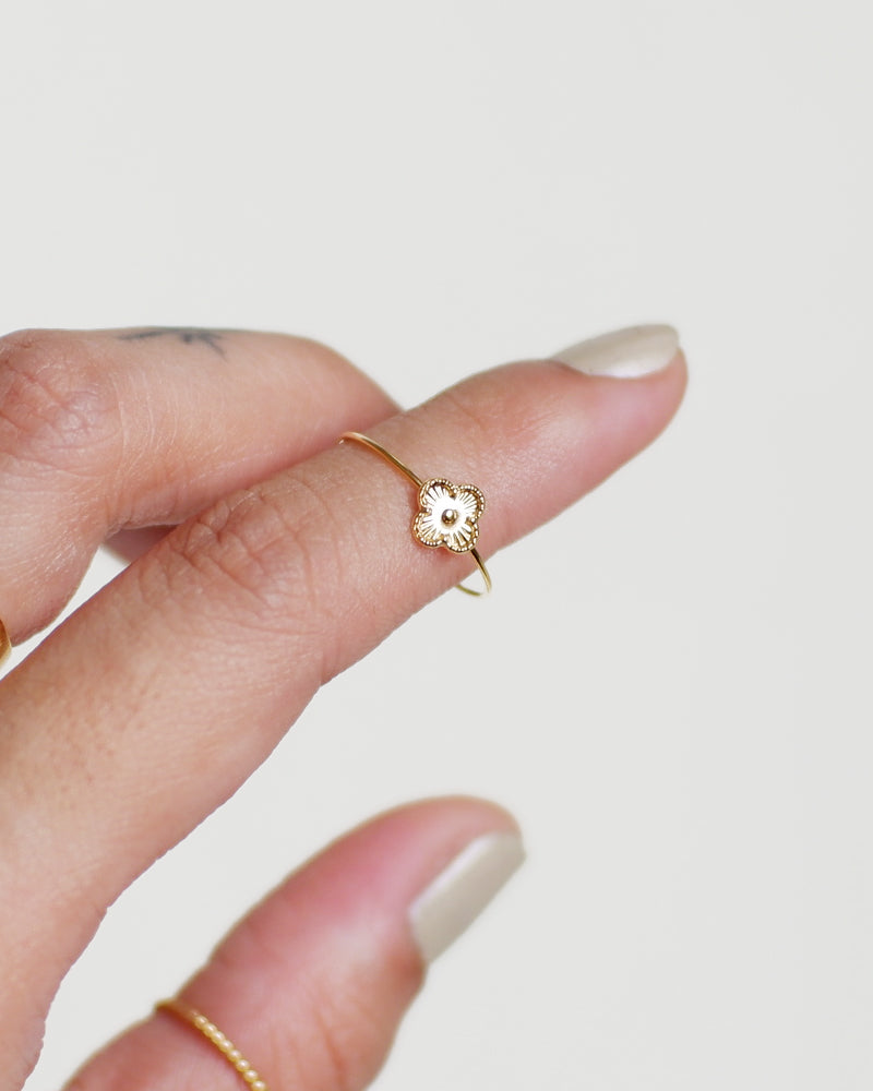 The Barely There Baby Alhambra Ring in Solid Gold