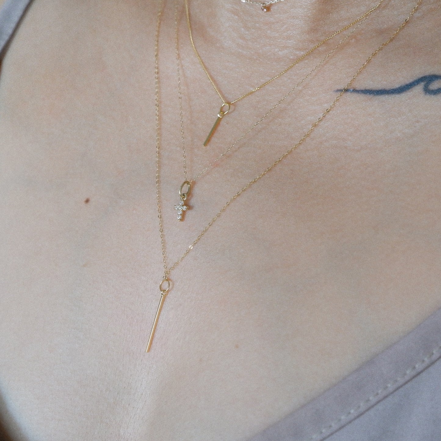 The Tiny Bar Pendant in Solid Gold