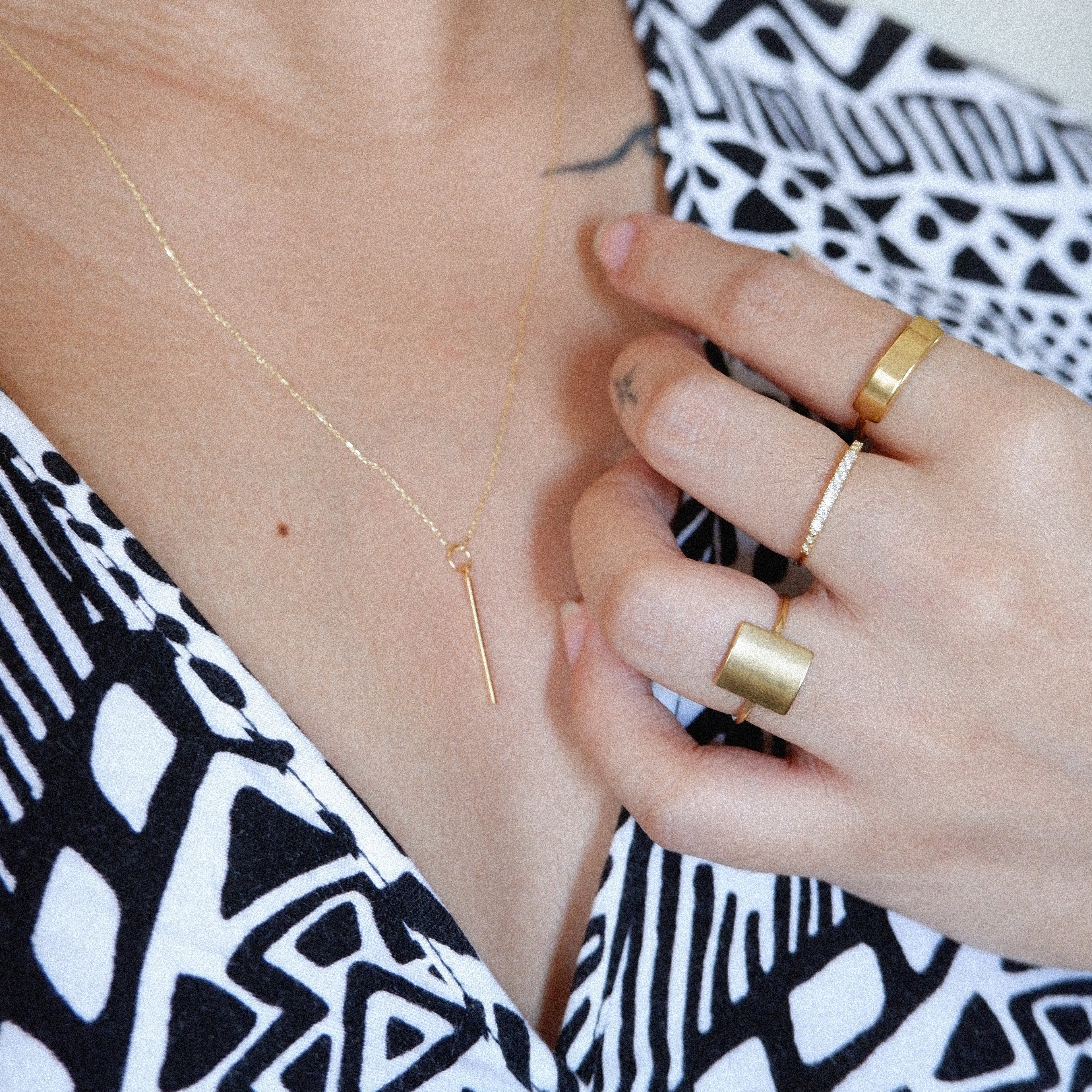 The Long Bar Pendant in Solid Gold