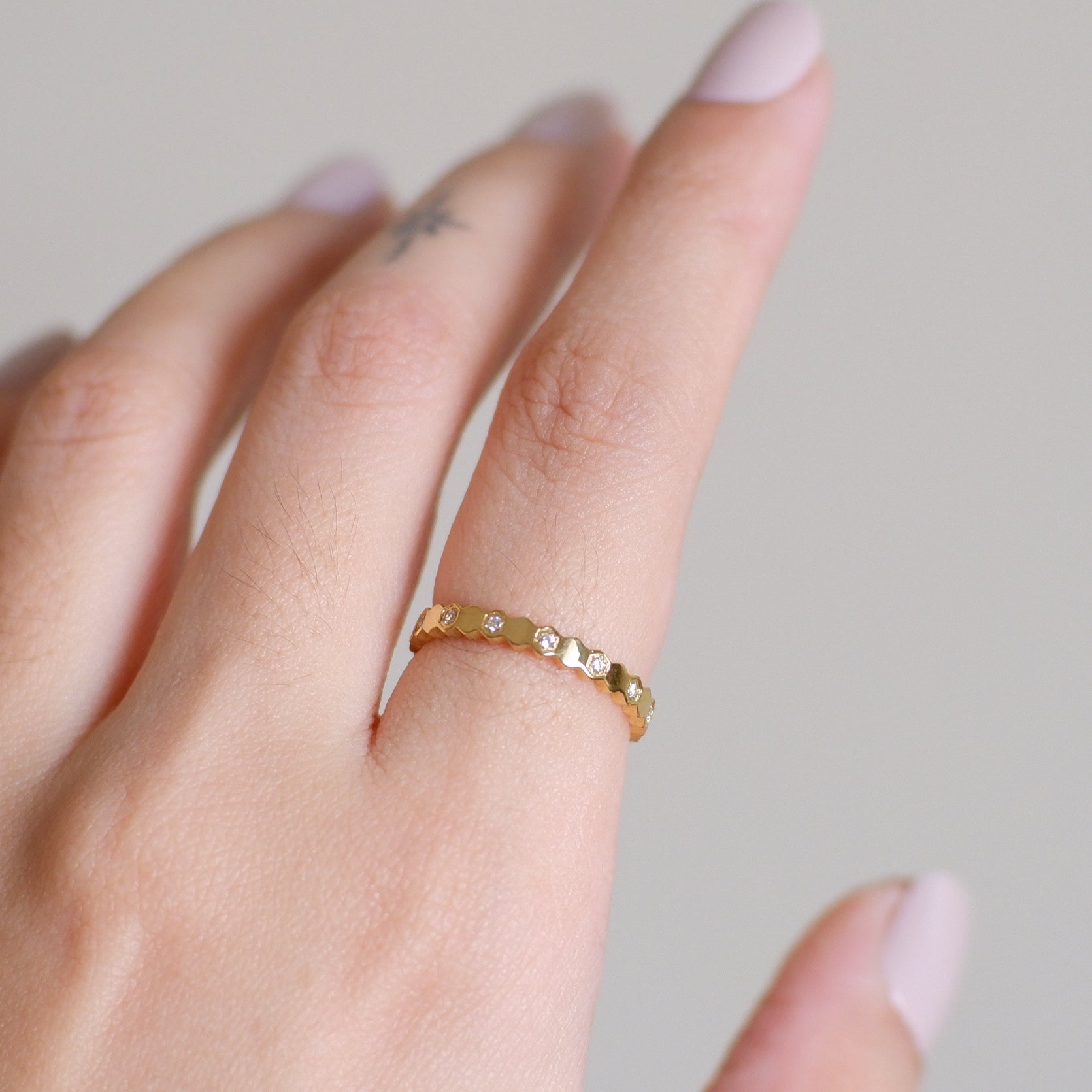 The Honeycomb Pave Ring