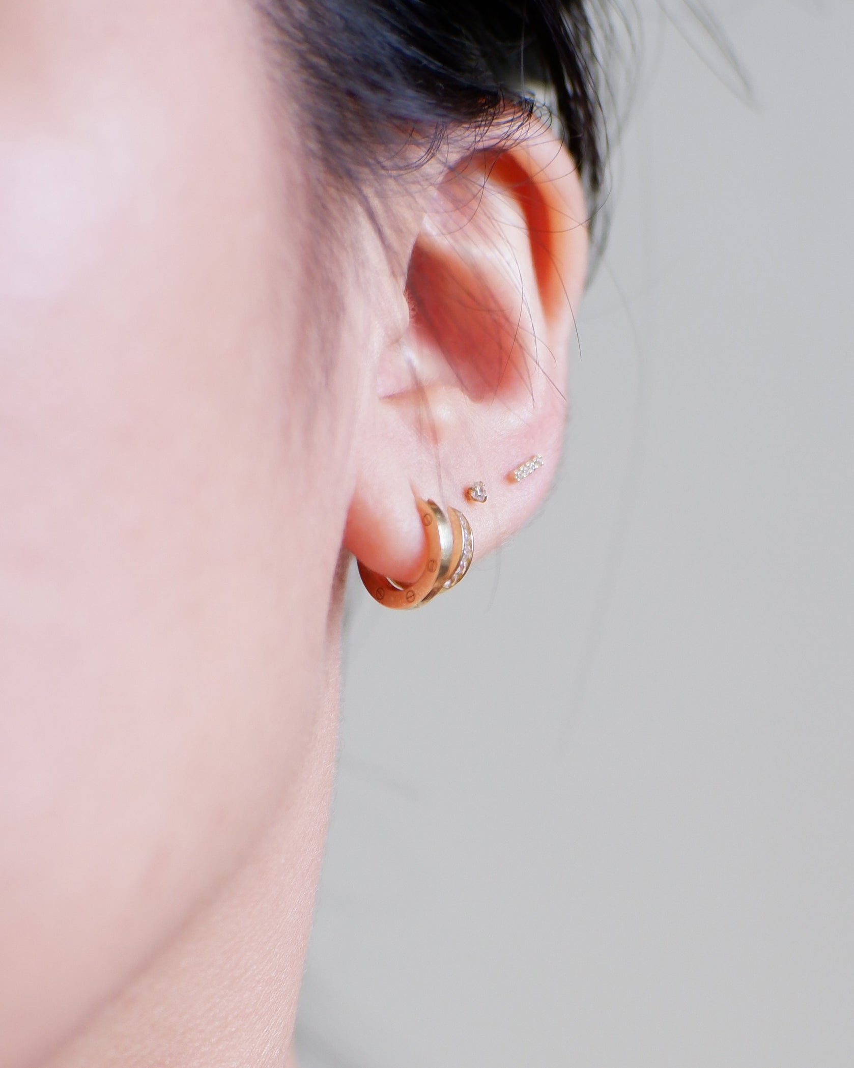 The Mini Pave Bar Earrings in Solid Gold