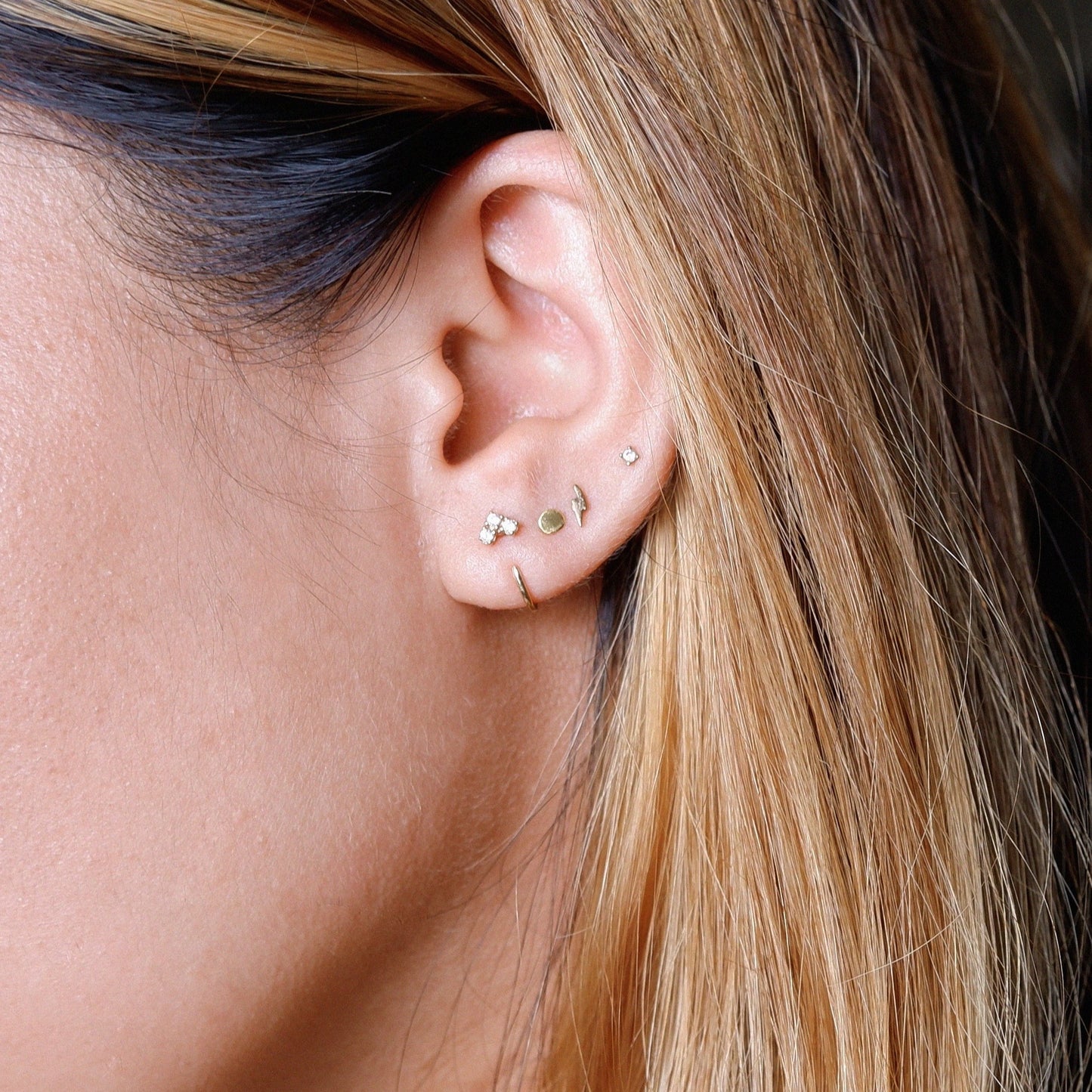 The Disc Easy Studs in Solid Gold