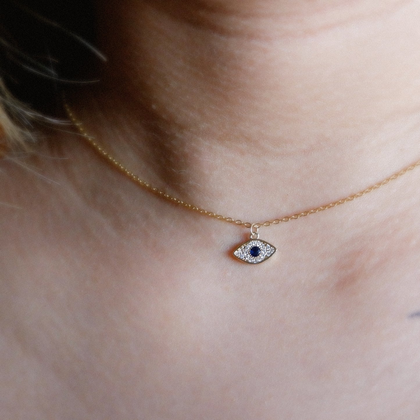 The Tiny Pave Evil Eye Charm Necklace