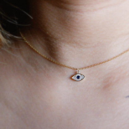 The Tiny Pave Evil Eye Charm Necklace