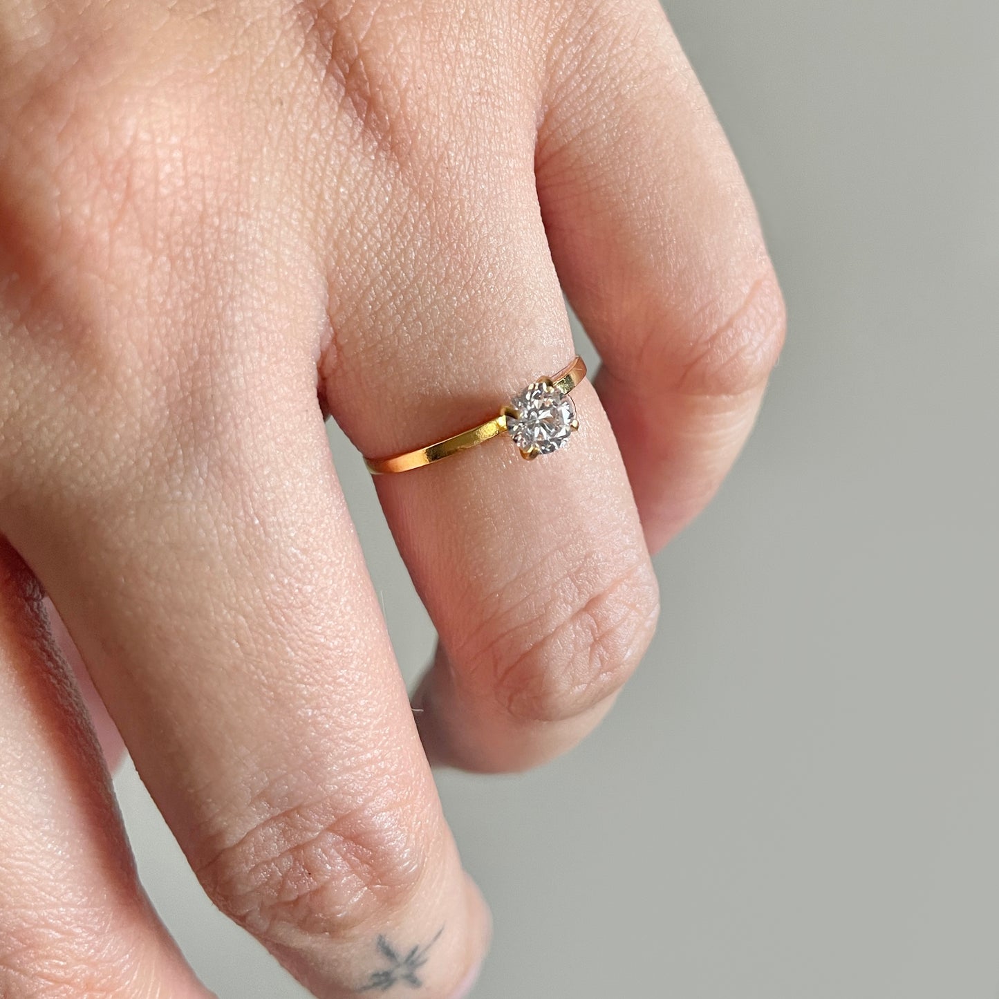 The Skinny Solitaire Ring in Solid Gold