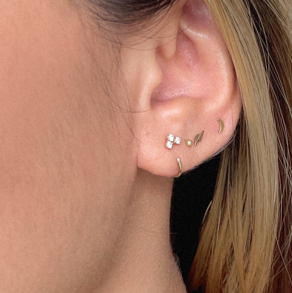 The Minimal Moon Studs in Solid Gold