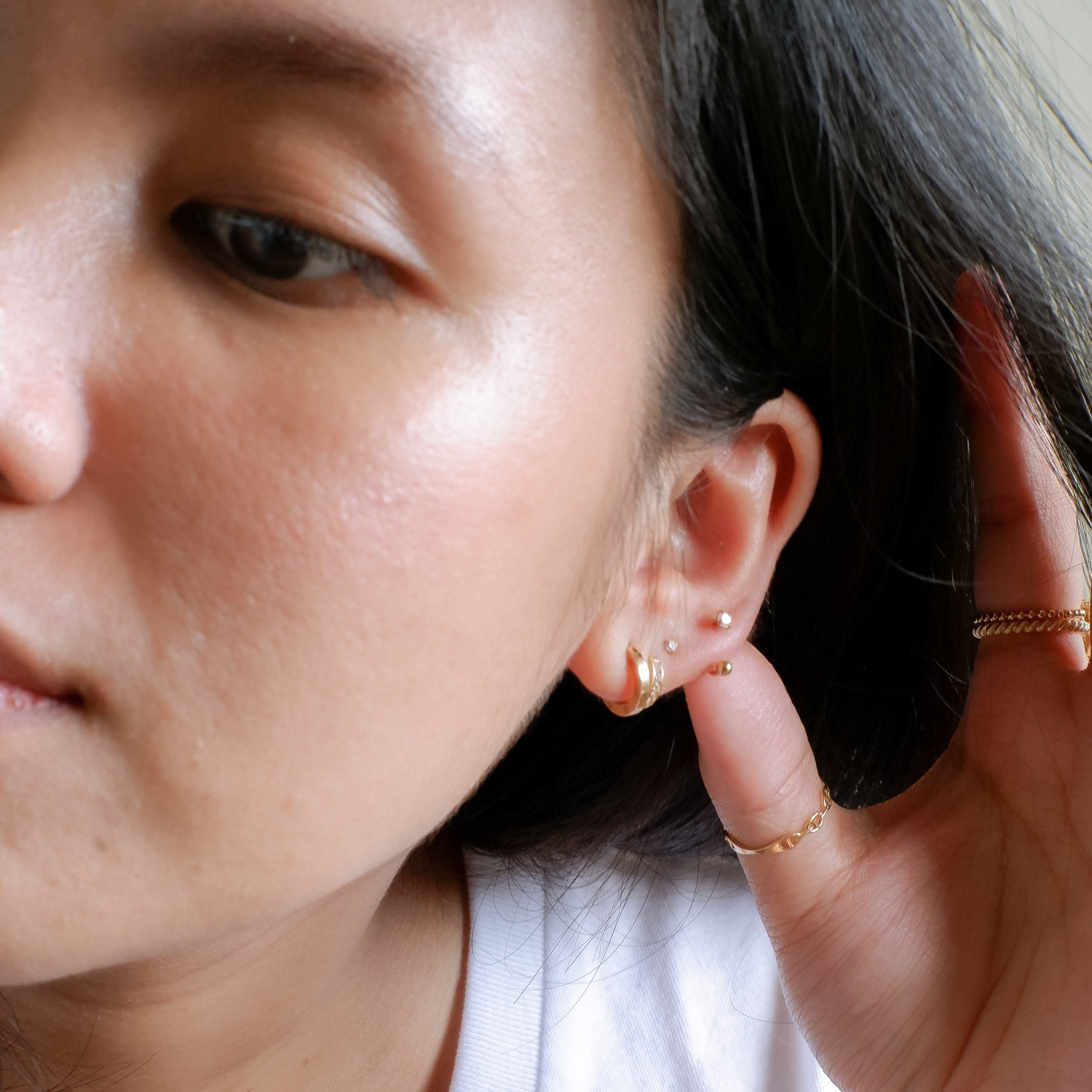 The Pave Initial Pendant for Open Huggies