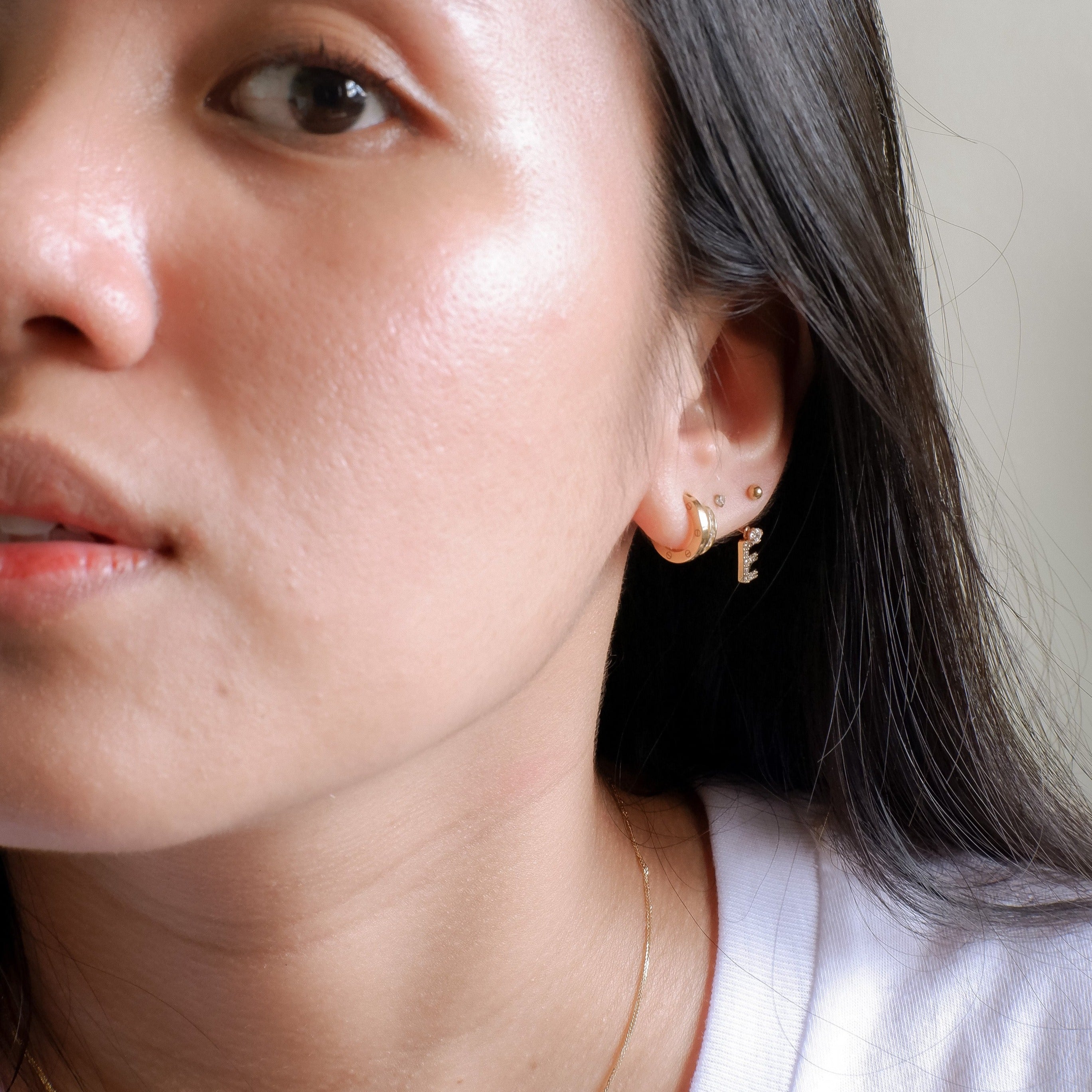 The Pave Initial Pendant for Open Huggies