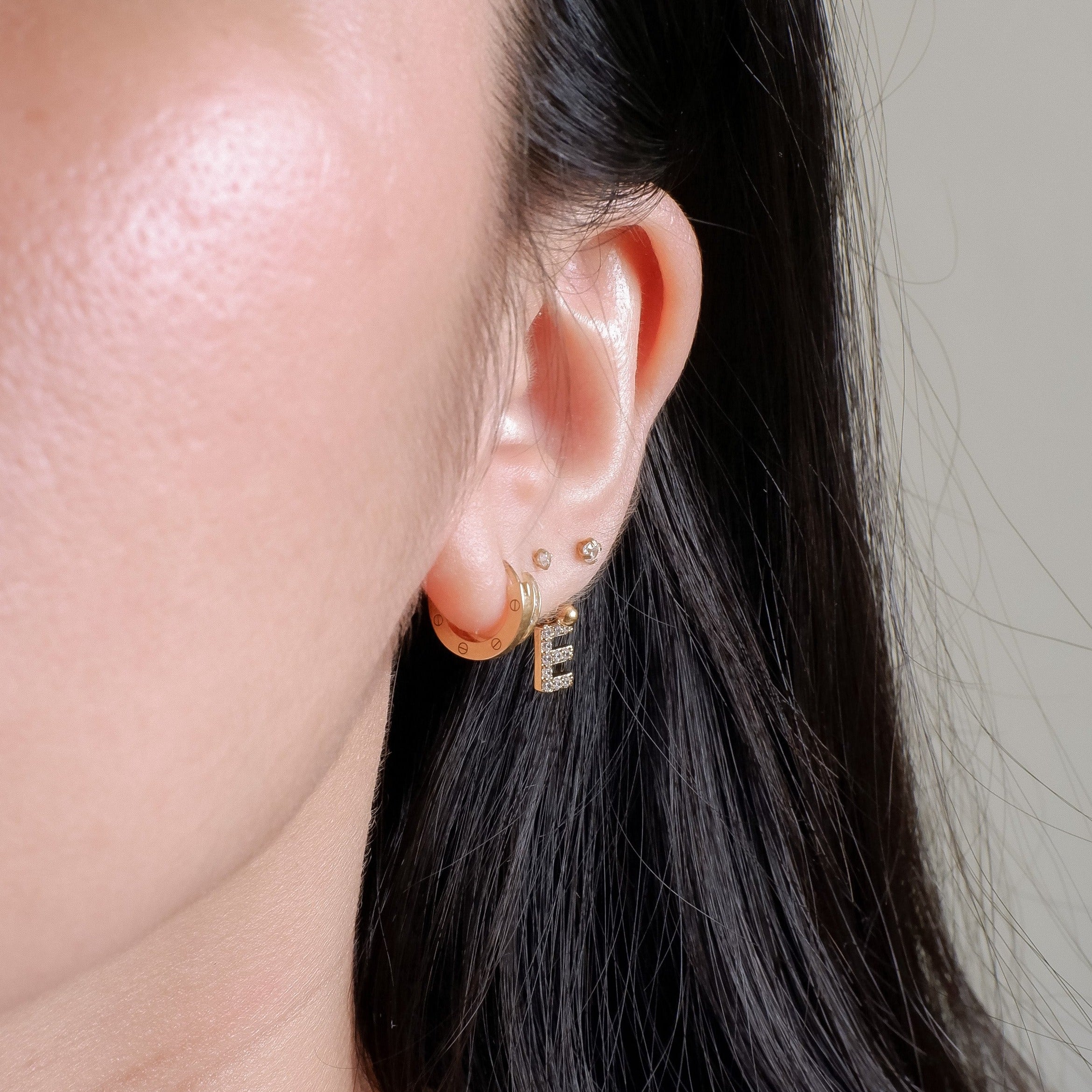 The Pave Initial Pendant for Open Huggies