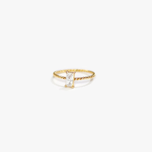 The Brenna Birthstone Baguette Ring in Solid Gold