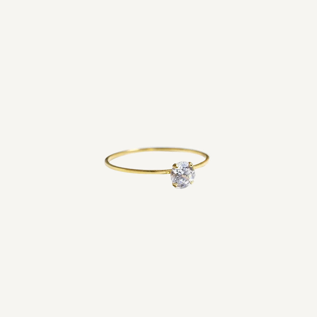 The Barely There Solitaire Ring in Solid Gold