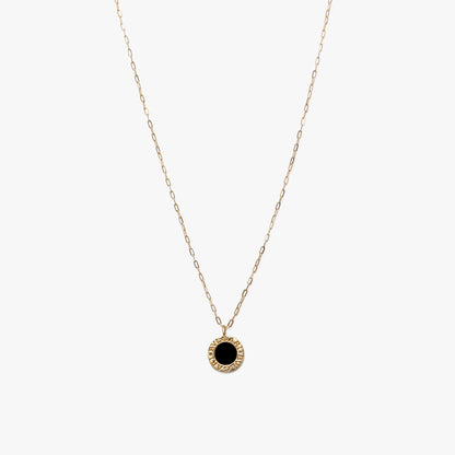 The Designer Black Bezel Necklace in Solid Gold