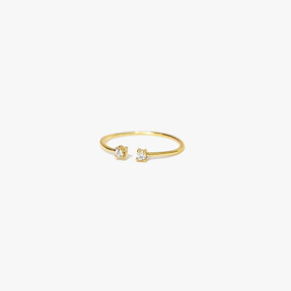 The Double Diamond Stacker Ring in Solid Gold