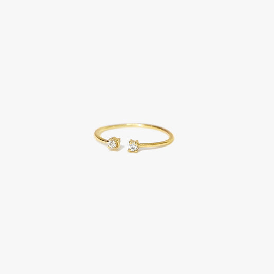 The Double Birthstone Stacker Ring in Solid Gold